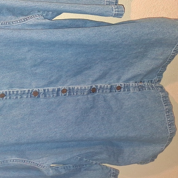 Life Style Vintage Denim Button Down Star Patches Lagen Look 1X - Picture 3 of 6